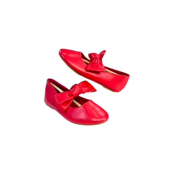 FabKids Girls Red Bow Flats - Size 11 - - Picture 1 of 9